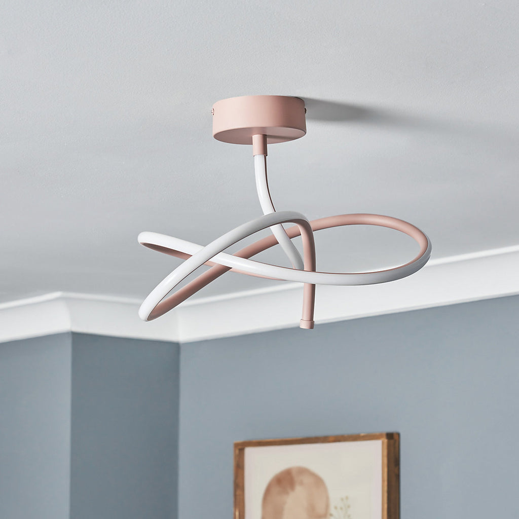 Inlight Veton Swirl Matt Acrylic & aluminium Light Peach LED Ceiling light