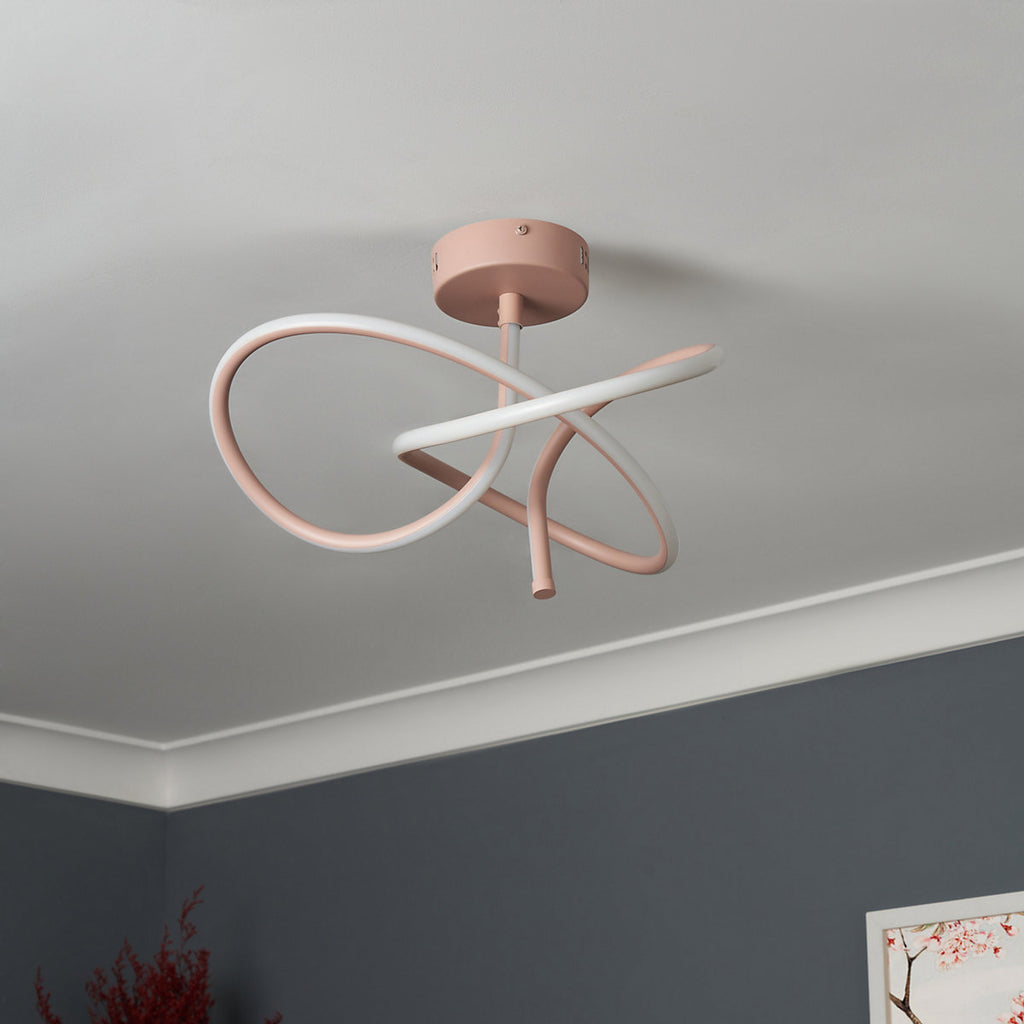 Inlight Veton Swirl Matt Acrylic & aluminium Light Peach LED Ceiling light