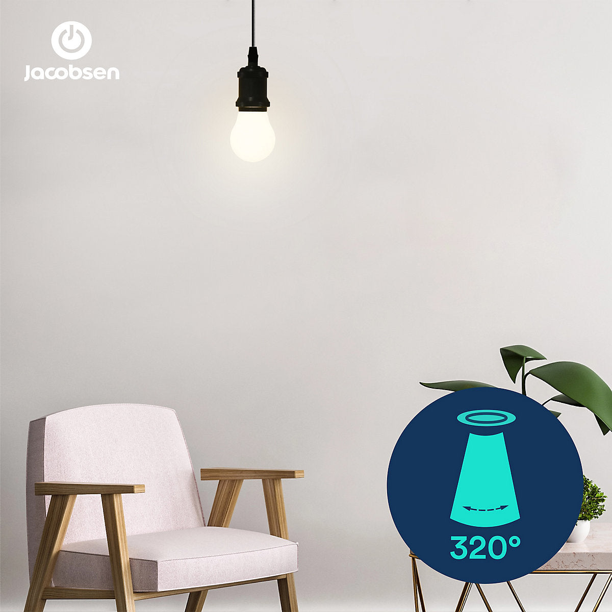 Jacobsen E27 3.4W 470lm 320° Milky Mini globe Cool white LED filament Light bulb, Pack of 2