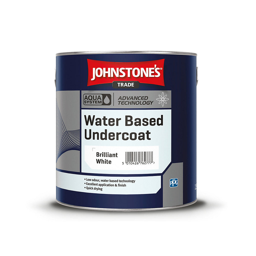 Johnstone's Trade Aqua Water Based Brilliant White Matt Multi-surface Metal & wood Undercoat, 2.5L Tin