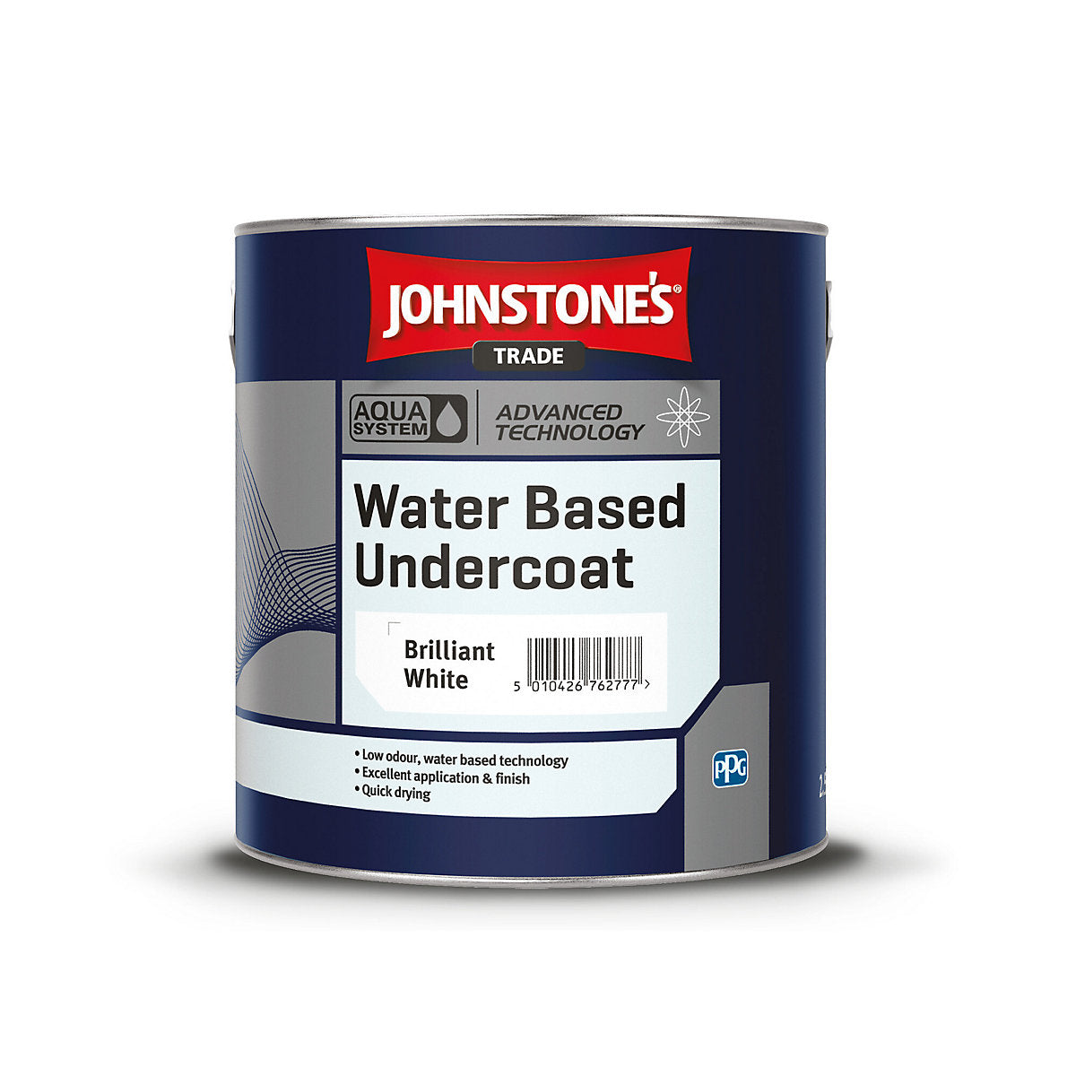 Johnstone's Trade Aqua Water Based Brilliant White Matt Multi-surface Metal & wood Undercoat, 2.5L Tin