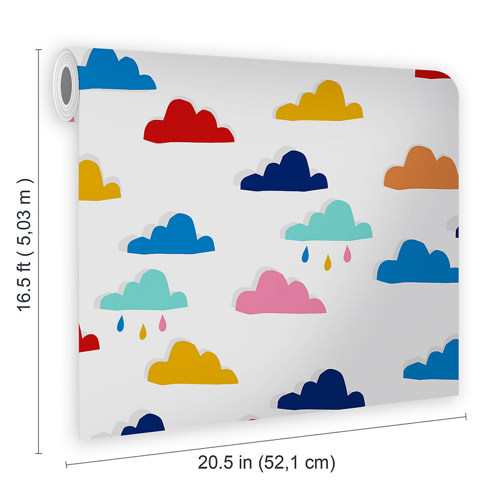 Joules Multicolour Rainbow cloud Smooth Wallpaper Sample