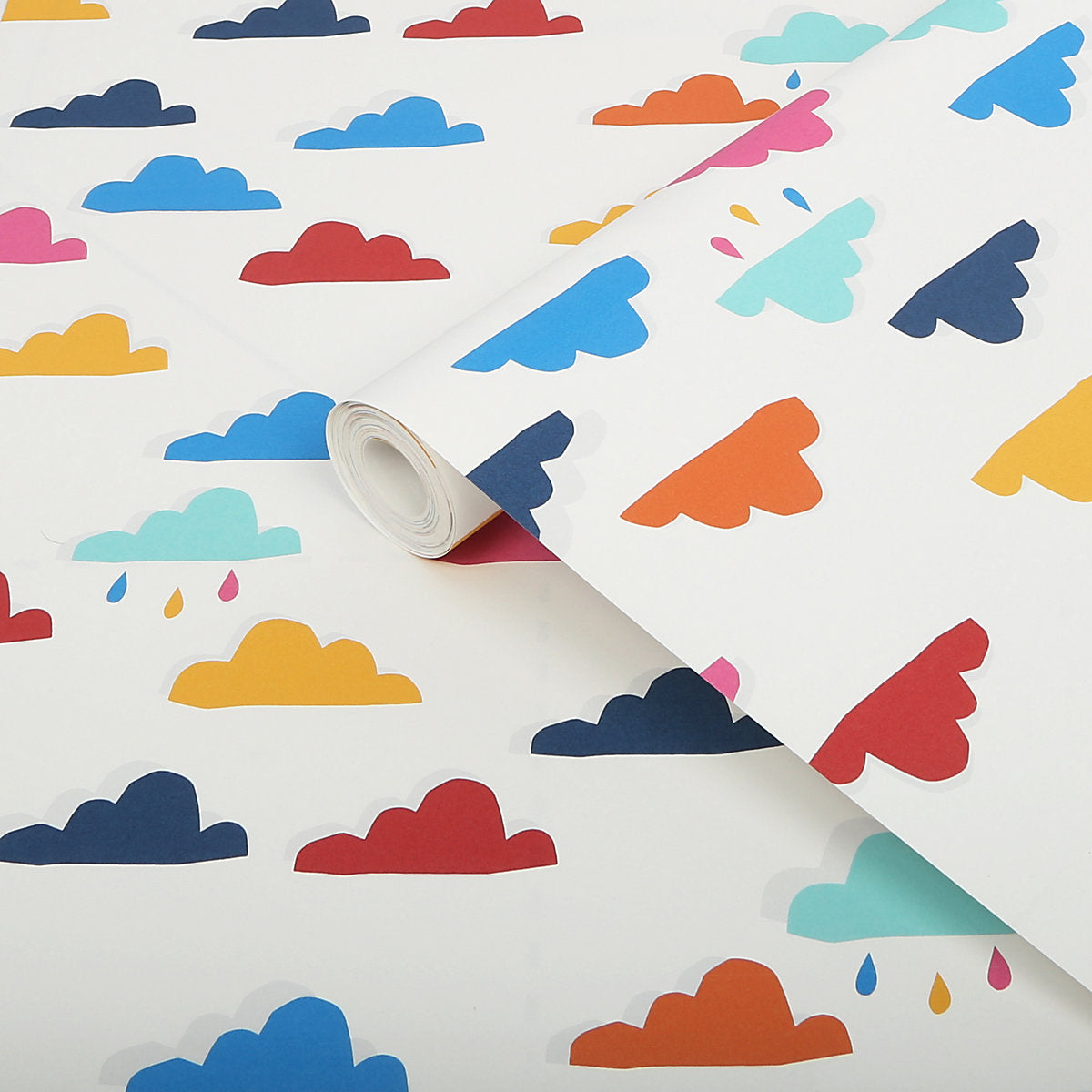 Joules Multicolour Rainbow cloud Smooth Wallpaper Sample