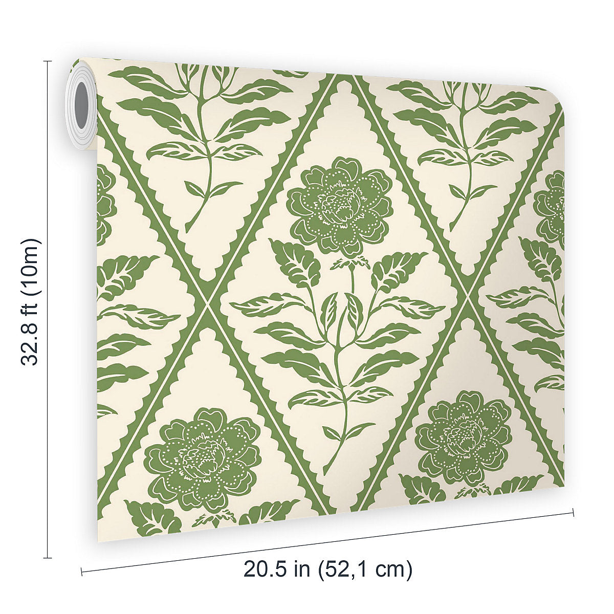 Joules Relaxed Eclectic Cream & Green Juliette Floral Patterned Smooth Wallpaper