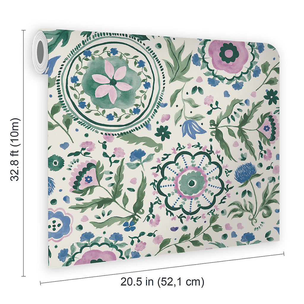 Joules Relaxed Eclectic Cream & Multicolour Floral Patterned Smooth Wallpaper