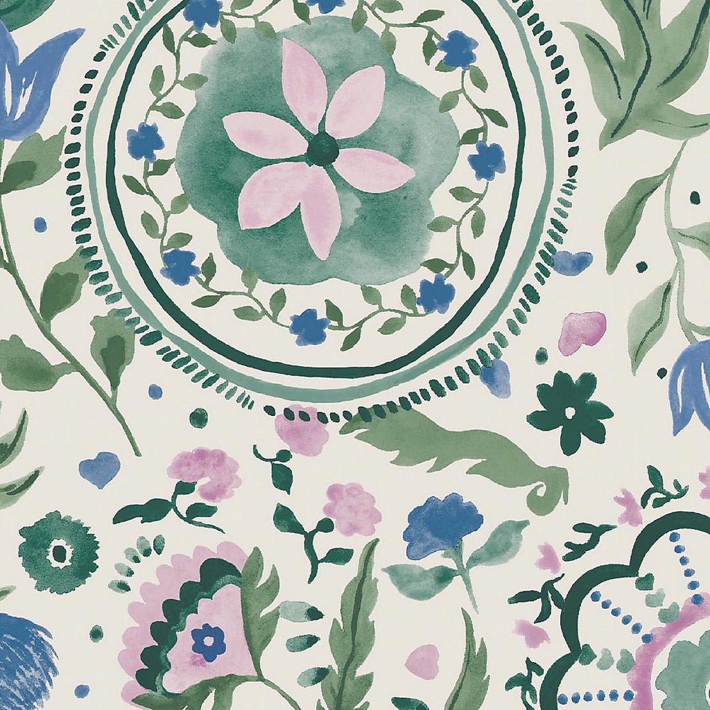 Joules Relaxed Eclectic Cream & Multicolour Floral Patterned Smooth Wallpaper