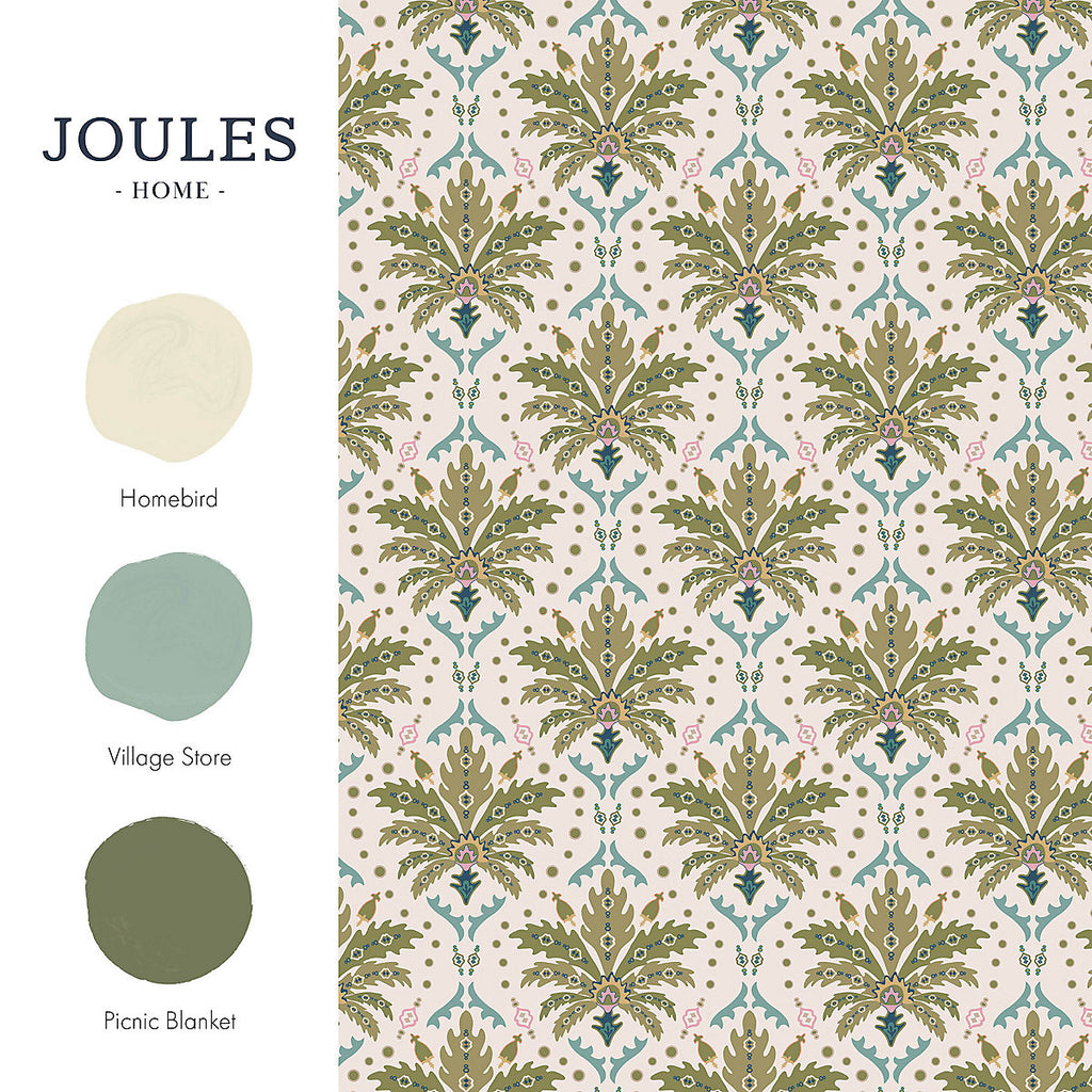 Joules Sophisticated Country Cream & Multicolour Palm Leaves Patterned Smooth Wallpaper