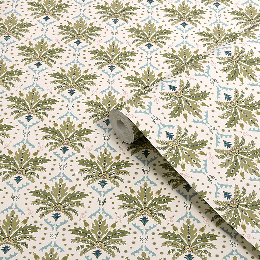 Joules Sophisticated Country Cream & Multicolour Palm Leaves Patterned Smooth Wallpaper