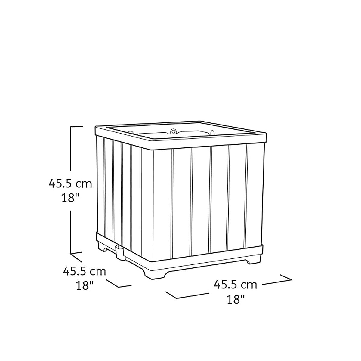Keter Deco Square Resin Planter 61L (W)45.5cm- Ashwood