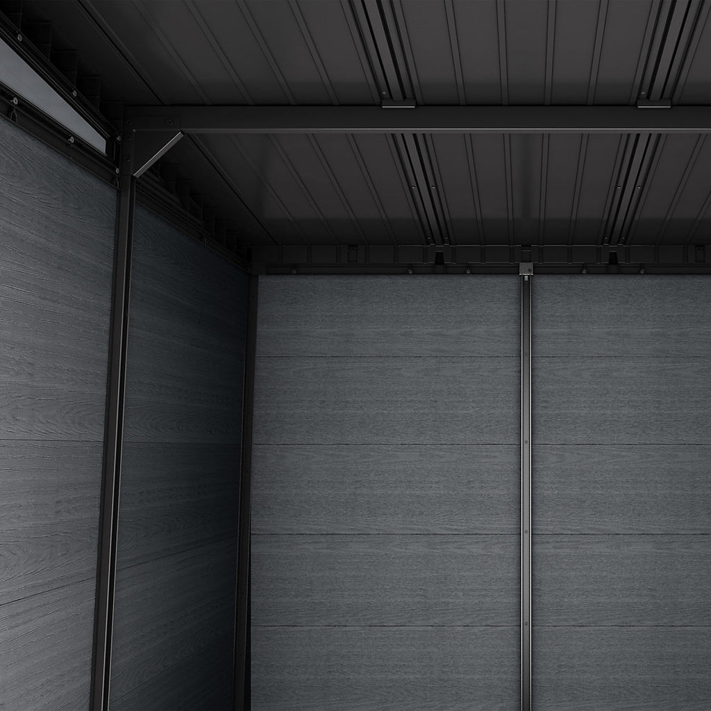 Keter Newton Plus Horizontal 13x7.5 ft Apex Grey Plastic 2 door Shed with floor & 2 windows (Base included)