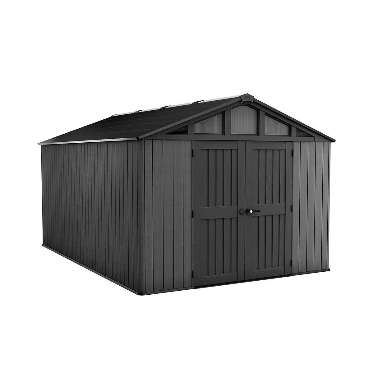 Keter Stronghold 10x15 ft Apex Plastic 2 door Shed with floor & 10 windows (Base included)
