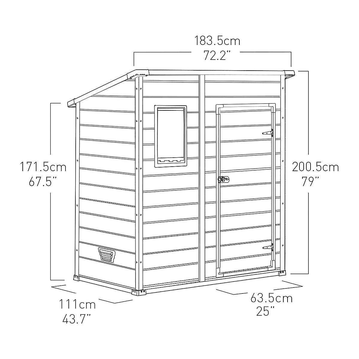 Klikstrom Senner 6x4 ft Pent Grey Shed with floor & 1 window