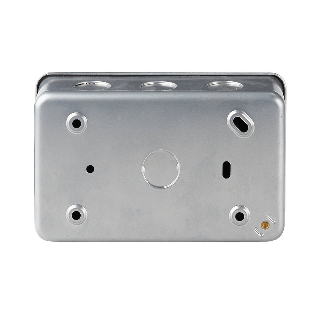 LAP 13A Grey 2 gang Switched Metal-clad switched socket with White inserts