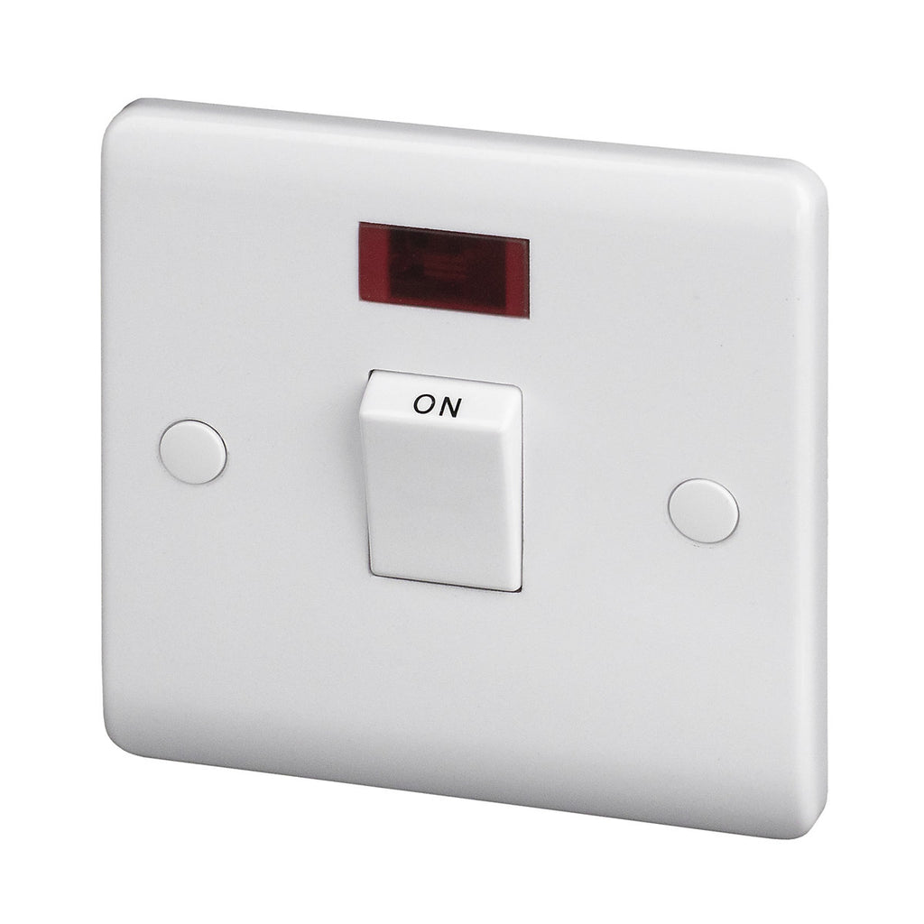 LAP 20A Rocker Raised slim Control switch Gloss White LED indicator