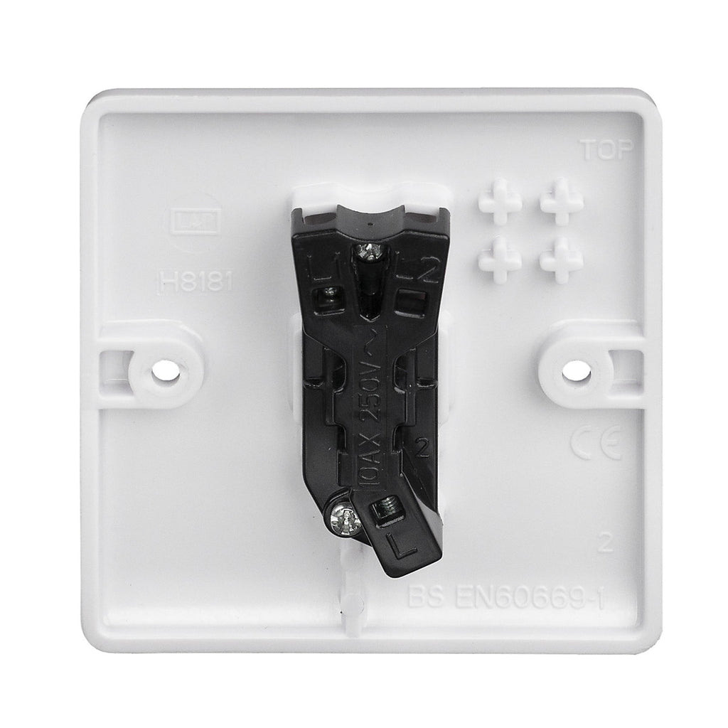 LAP White 10A 1 way 1 gang Raised slim Light Switch
