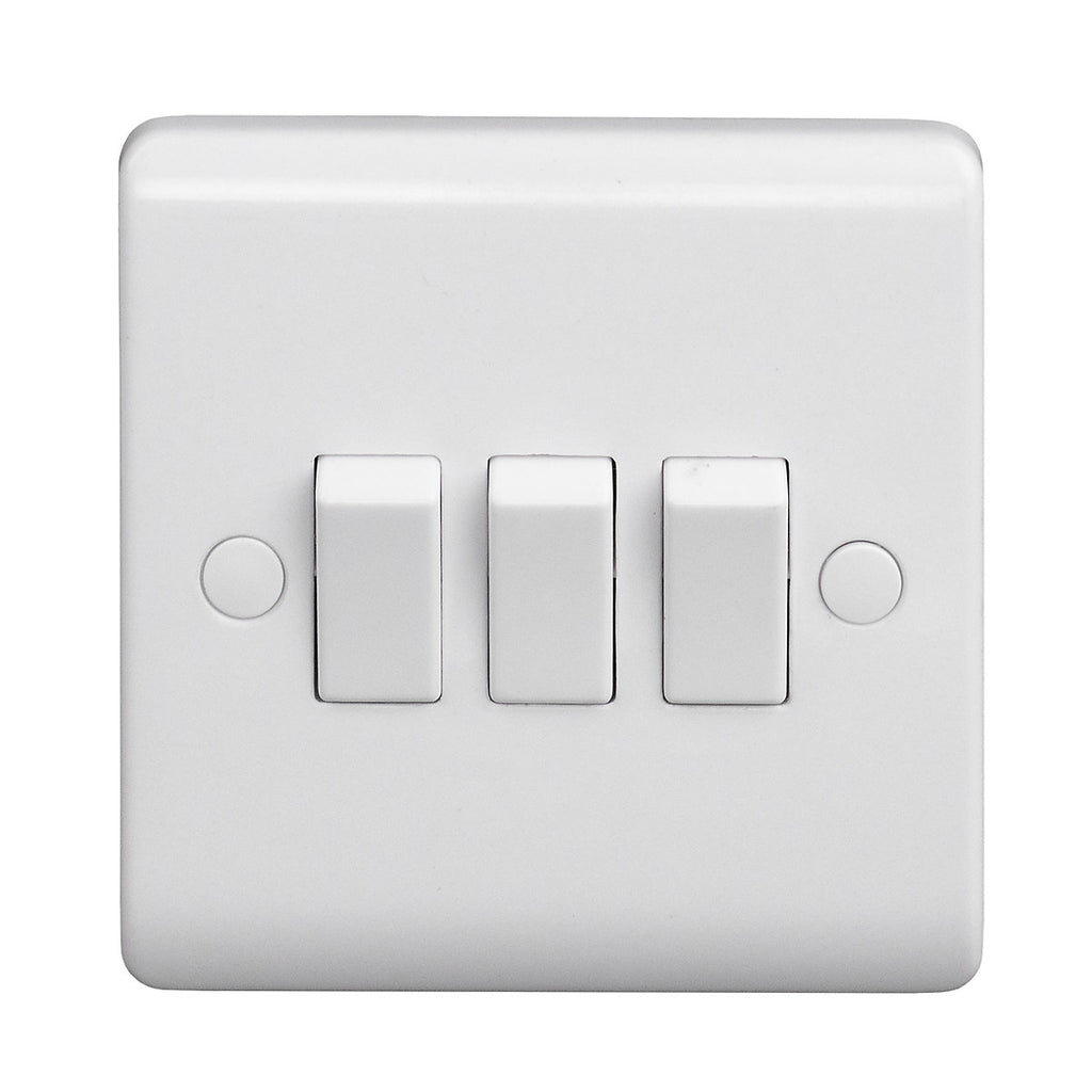 LAP White 10A 2 way 3 gang Raised slim Light Switch