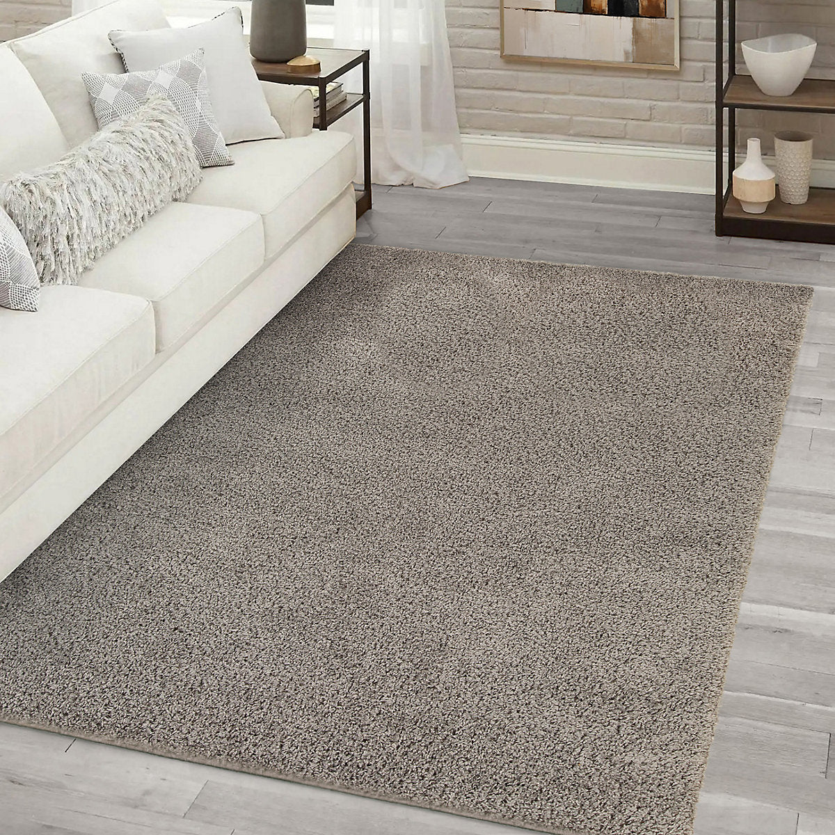 Latte Plain Medium Rug, (L)160cm x (W)120cm