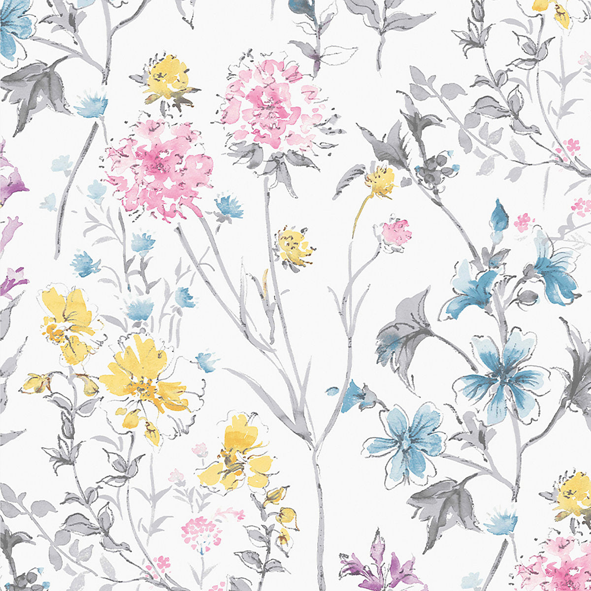 Laura Ashley Abstract Multicolour Wild meadow Smooth Wallpaper