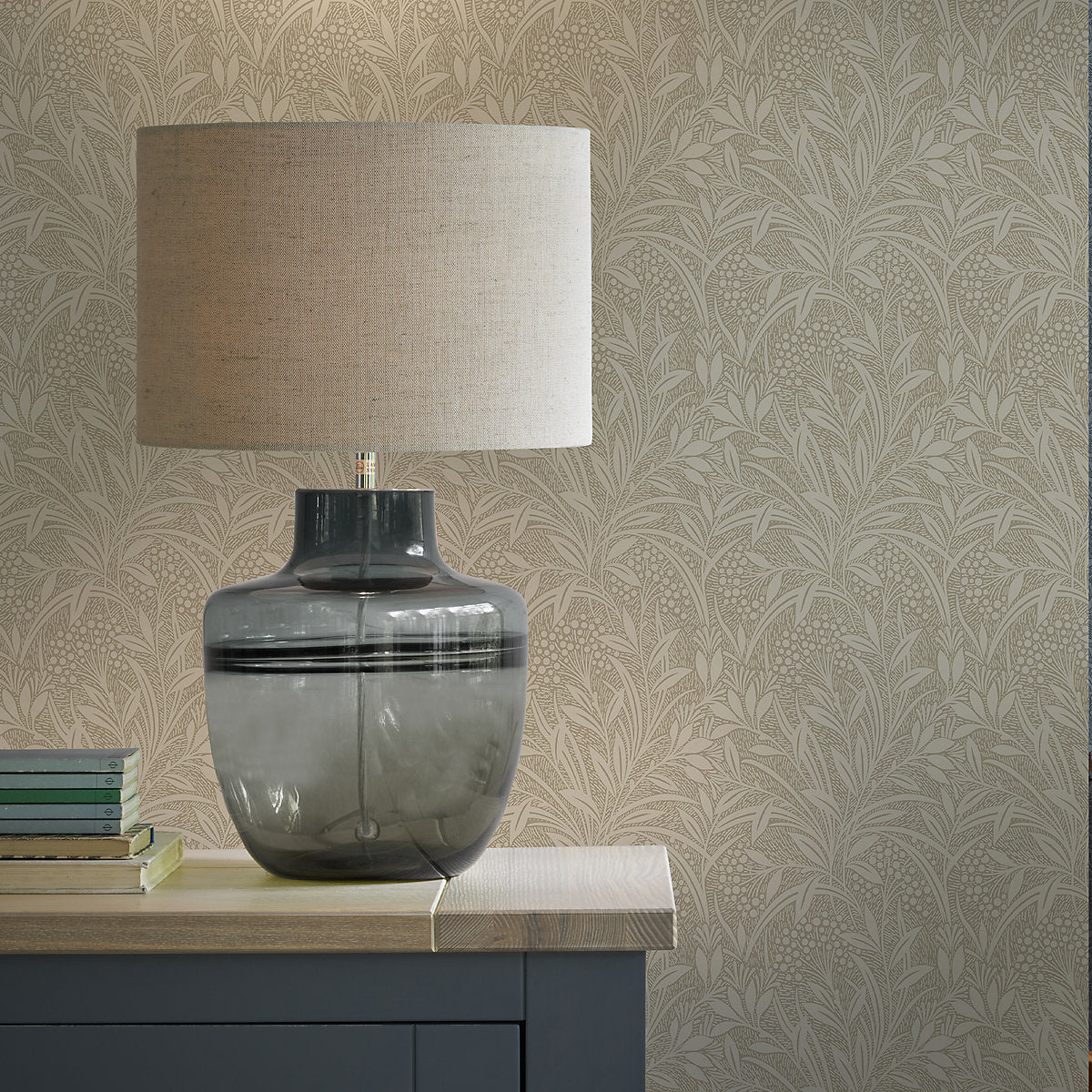 Laura Ashley Barley Neutral Leaf Smooth Wallpaper Sample