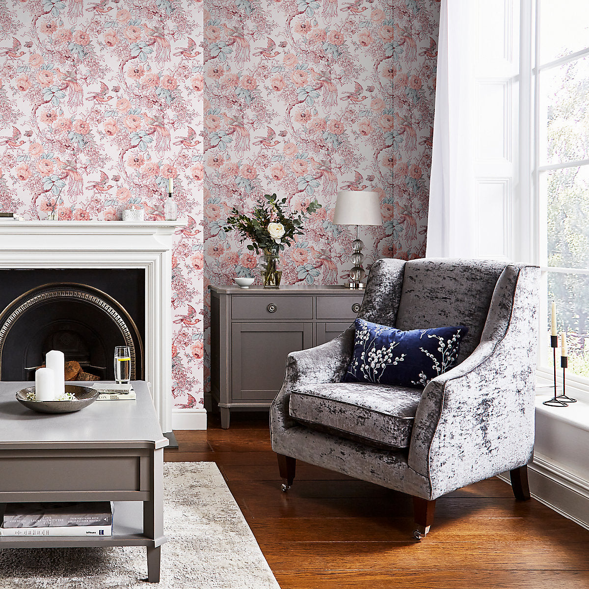 Laura Ashley Birtle Blush Floral Smooth Wallpaper