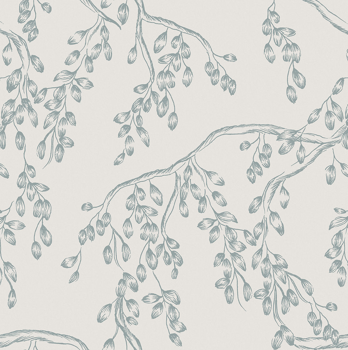 Laura Ashley Blue & White Leaves Classic Smooth Wallpaper