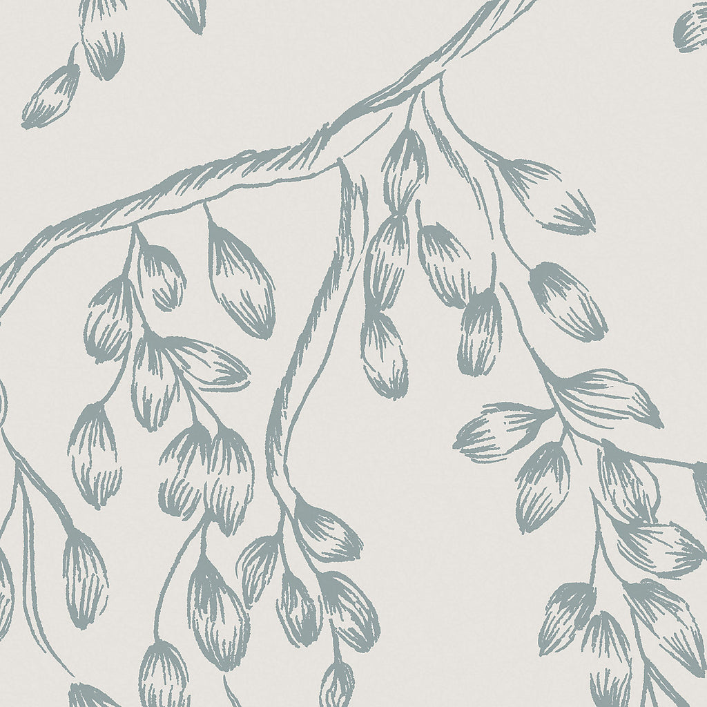Laura Ashley Blue & White Leaves Classic Smooth Wallpaper