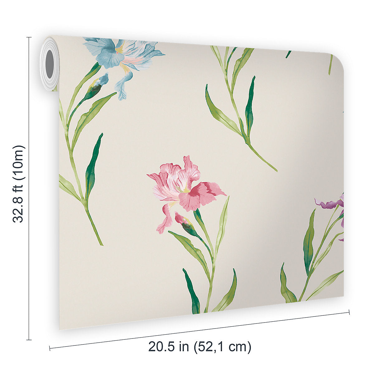 Laura Ashley Botanical Diary Soft Natural Hawling Irises Smooth Wallpaper