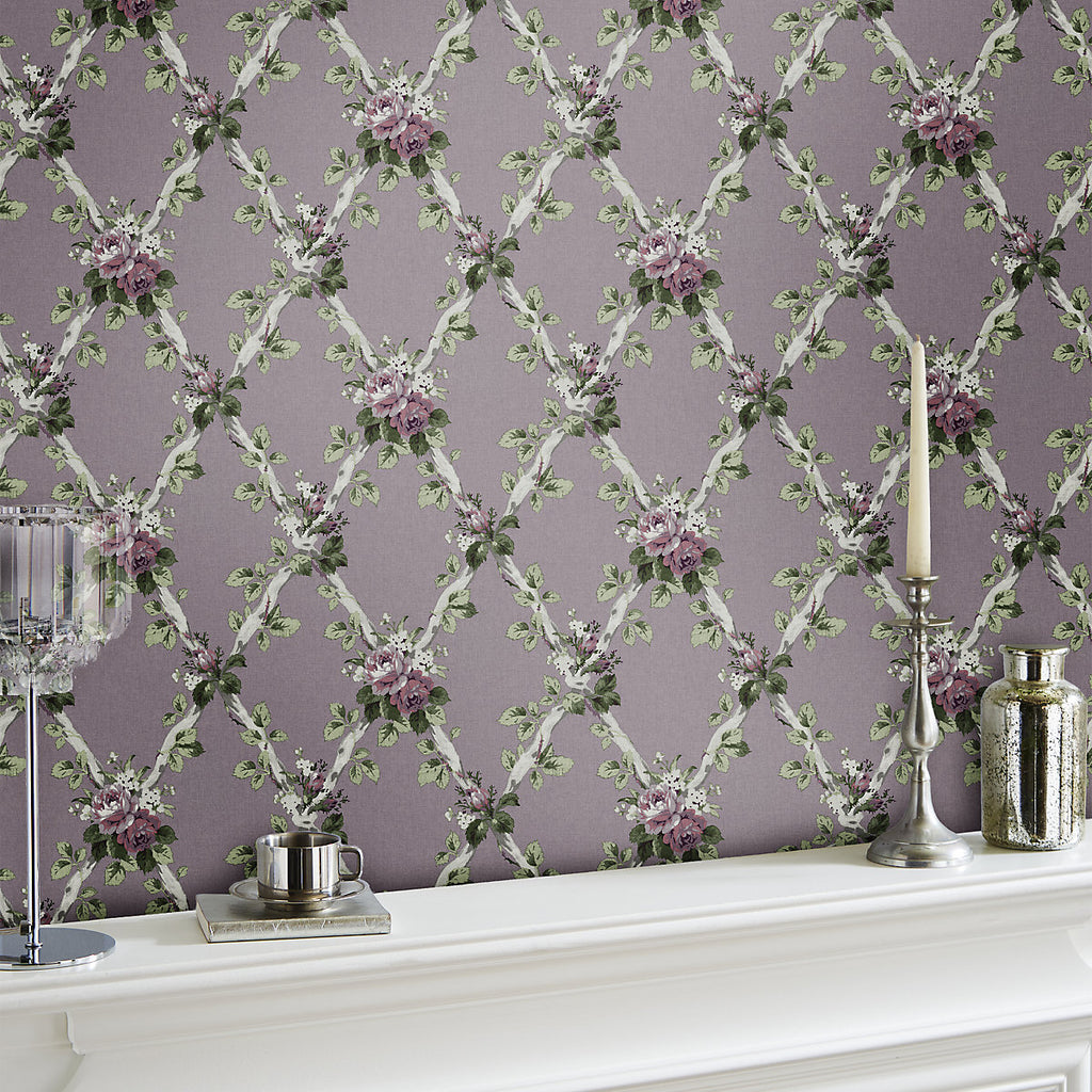 Laura Ashley Elwyn Grape Floral Smooth Wallpaper