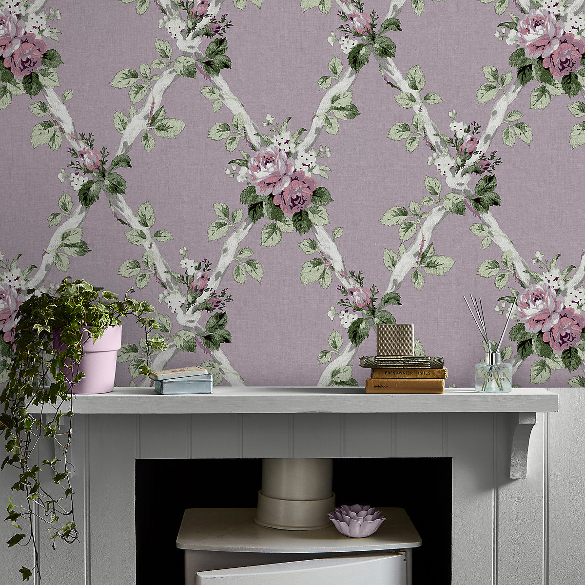 Laura Ashley Elwyn Grape Floral Smooth Wallpaper