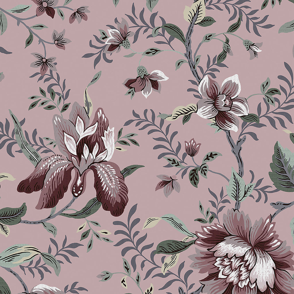 Laura Ashley Faded Glamour Edita’s Garden Pale Blackberry Smooth Wallpaper