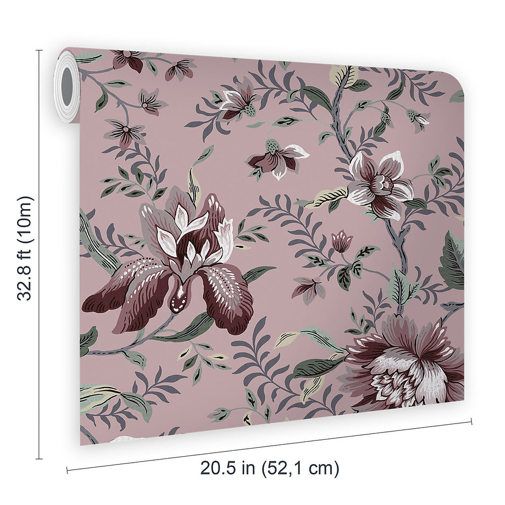 Laura Ashley Faded Glamour Edita’s Garden Pale Blackberry Smooth Wallpaper