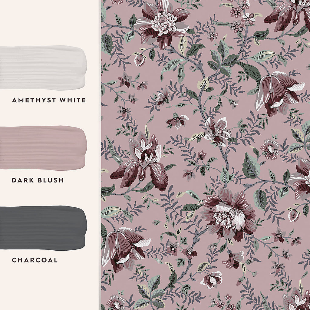 Laura Ashley Faded Glamour Edita’s Garden Pale Blackberry Smooth Wallpaper