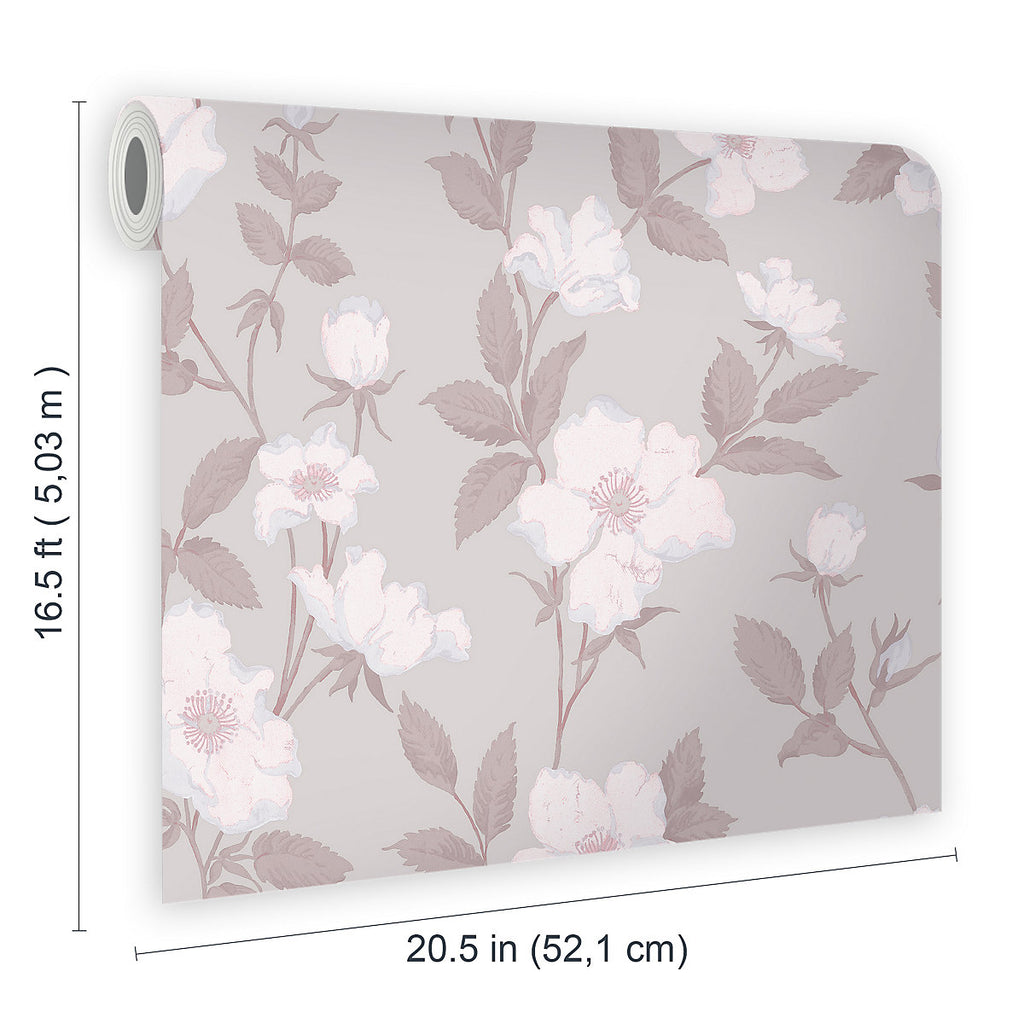 Laura Ashley Fleurir Sugared violet Floral Smooth Wallpaper