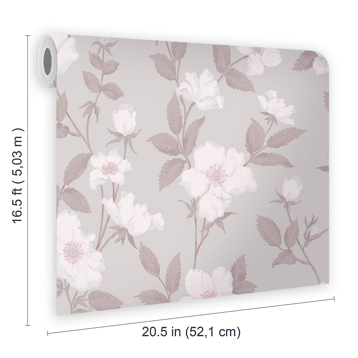 Laura Ashley Fleurir Sugared violet Floral Smooth Wallpaper
