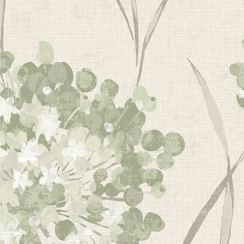 Laura Ashley Green & White Floral Classic Smooth Wallpaper