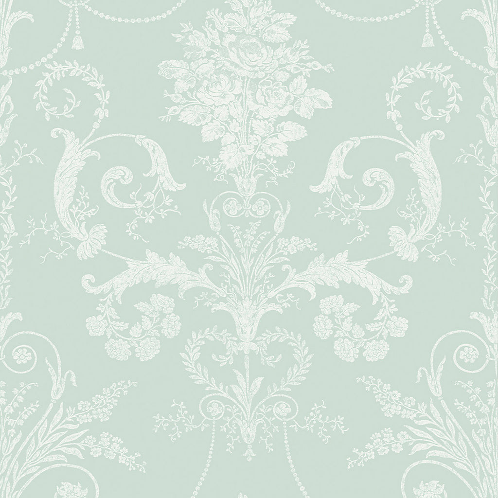 Laura Ashley Josette Duck egg Damask Smooth Wallpaper Sample