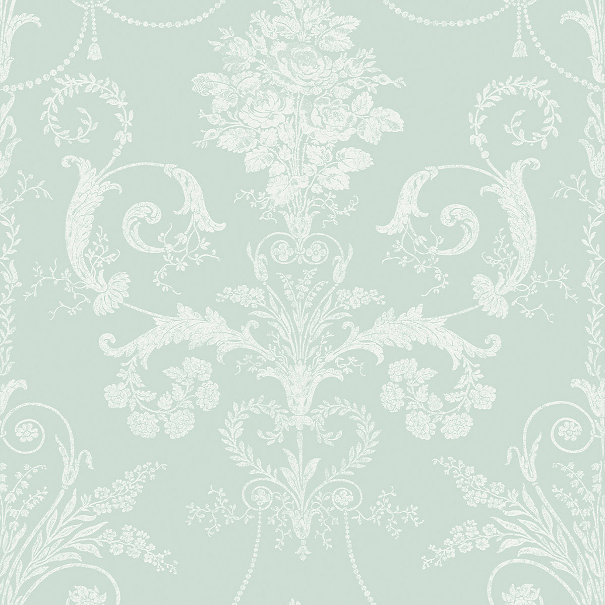 Laura Ashley Josette Duck egg Damask Smooth Wallpaper Sample