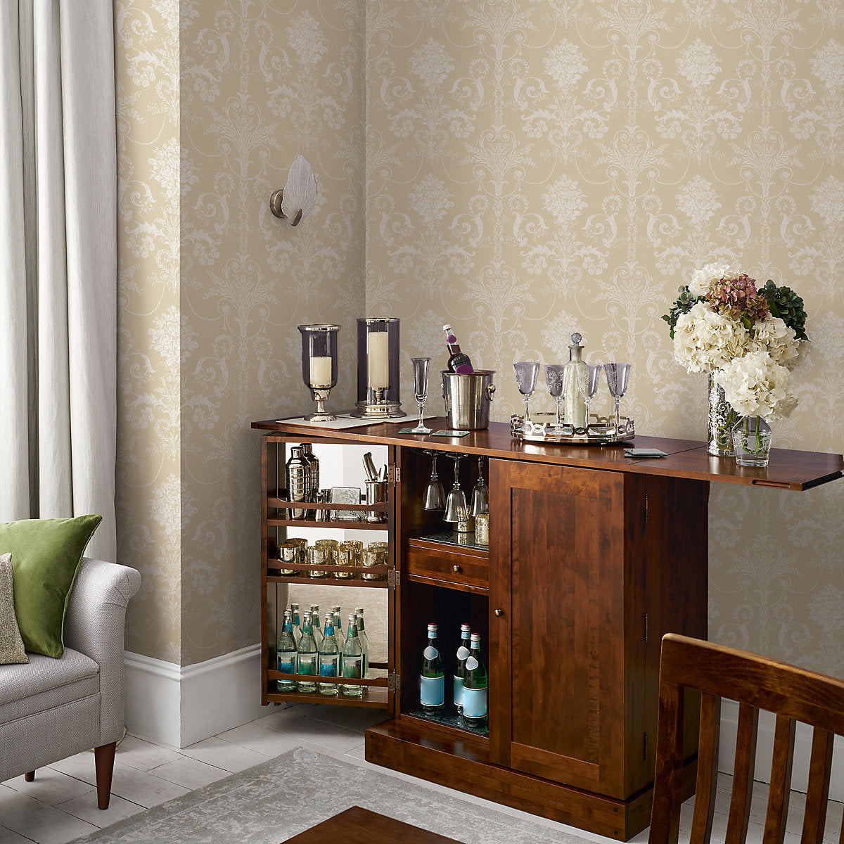 Laura Ashley Josette Linen Damask Smooth Wallpaper Sample