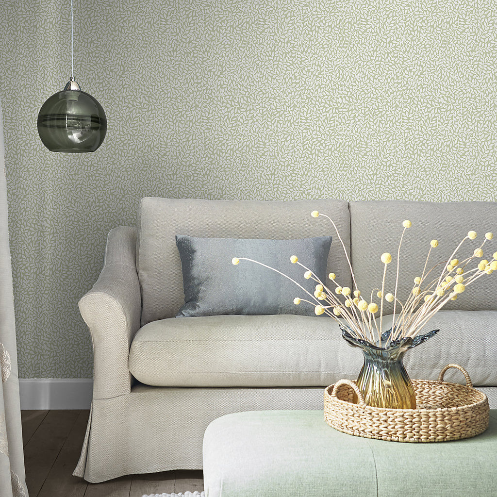 Laura Ashley Little vines Hedgerow Leaf Smooth Wallpaper Sample