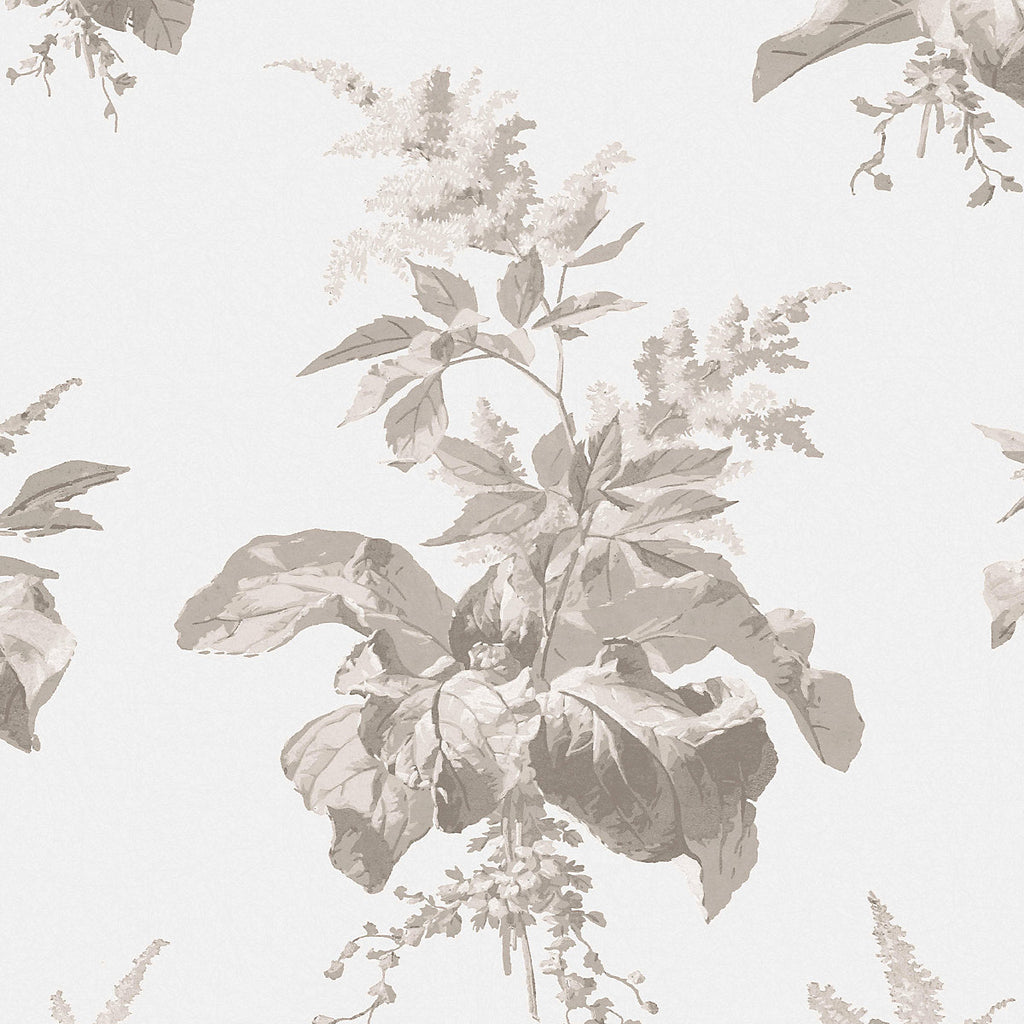 Laura Ashley Narberth Grey Leaves Smooth Wallpaper