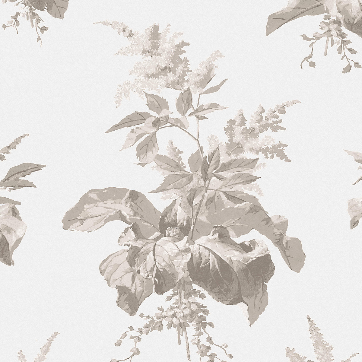 Laura Ashley Narberth Grey Leaves Smooth Wallpaper