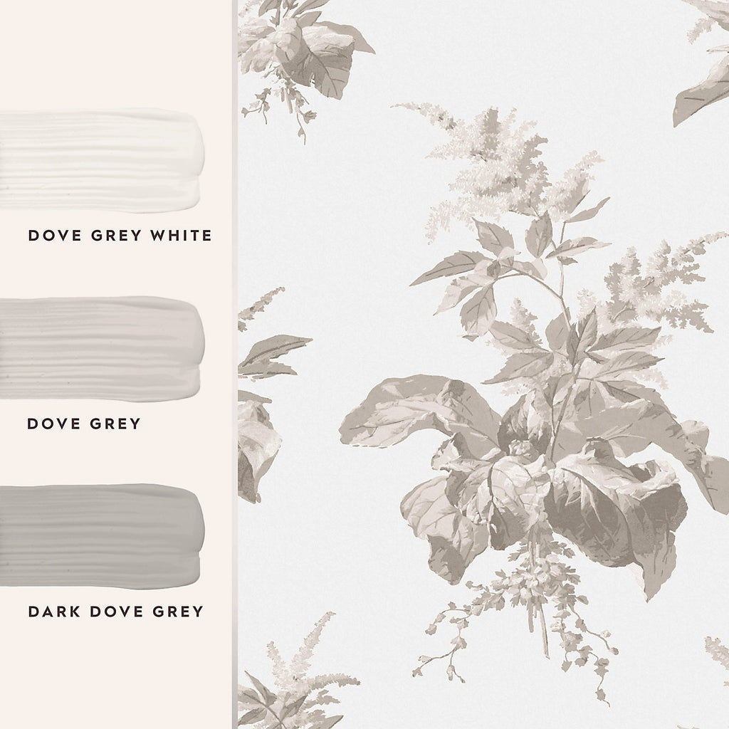 Laura Ashley Narberth Grey Leaves Smooth Wallpaper
