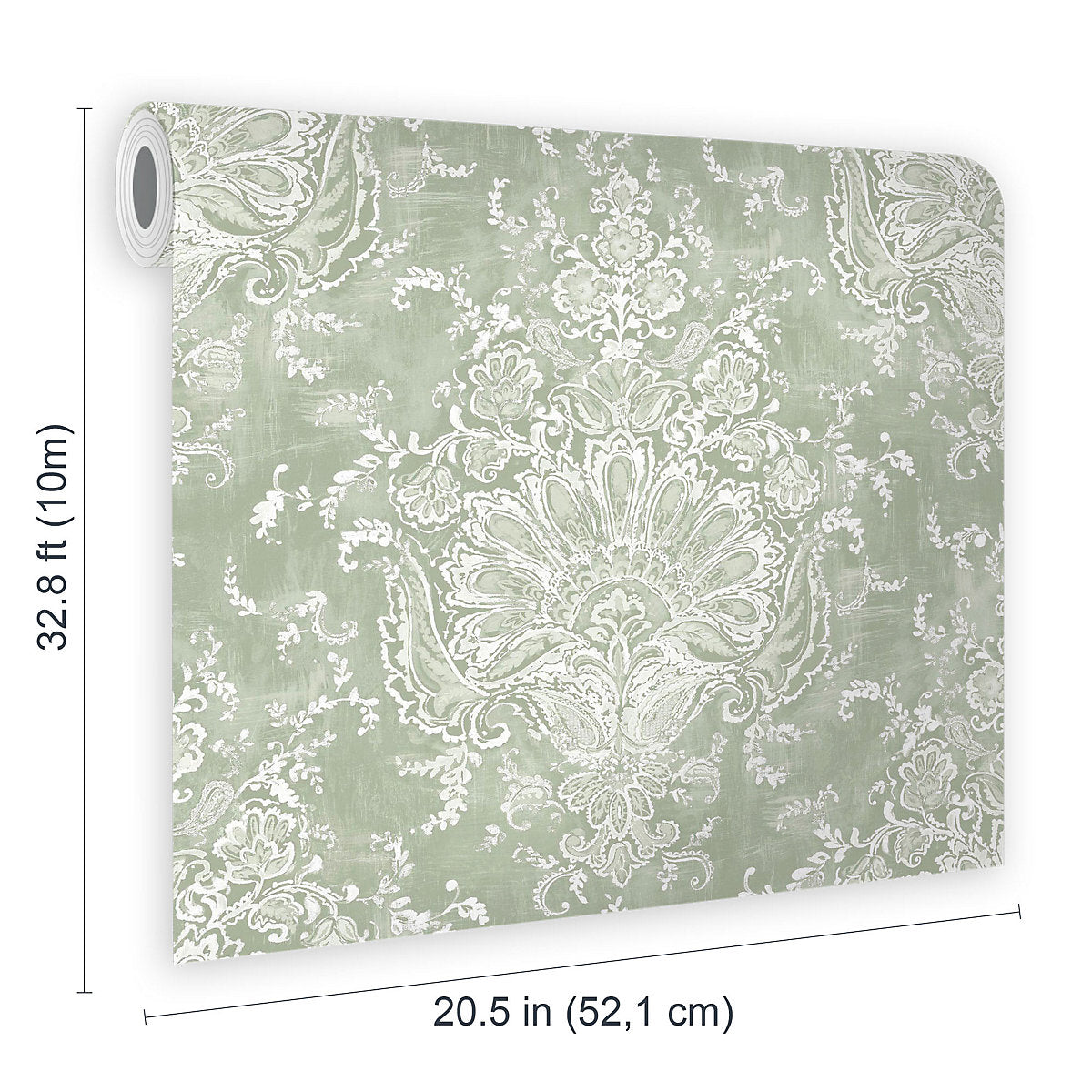 Laura Ashley Sage Patterned Smooth Wallpaper