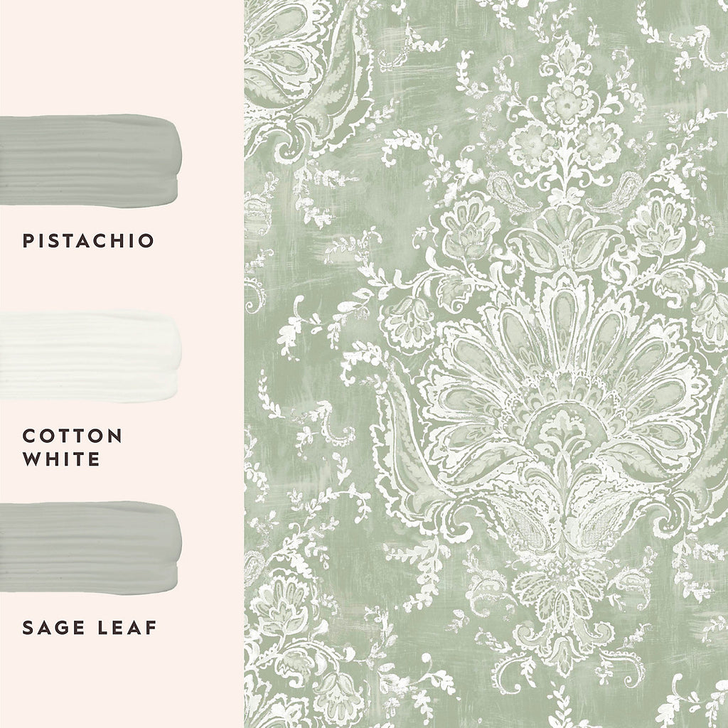 Laura Ashley Sage Patterned Smooth Wallpaper