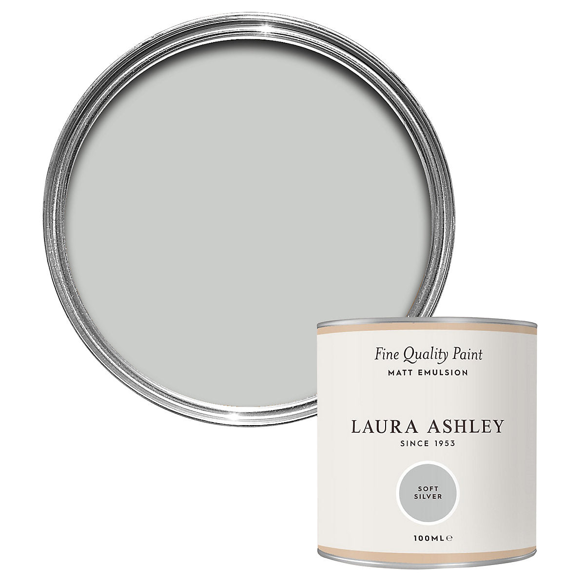 Laura Ashley Soft Silver Matt Emulsion paint, 100ml