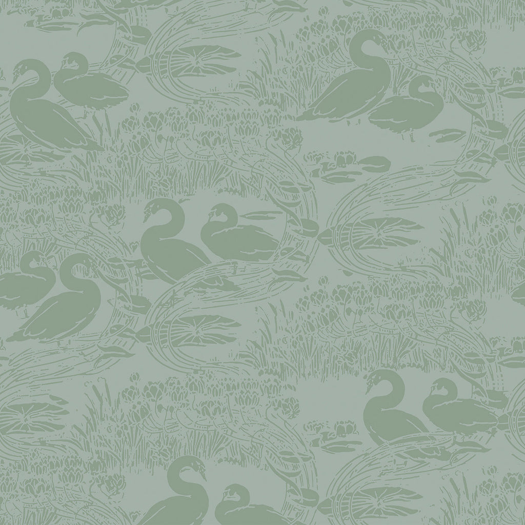 Laura Ashley Swans Jade Animal Smooth Wallpaper