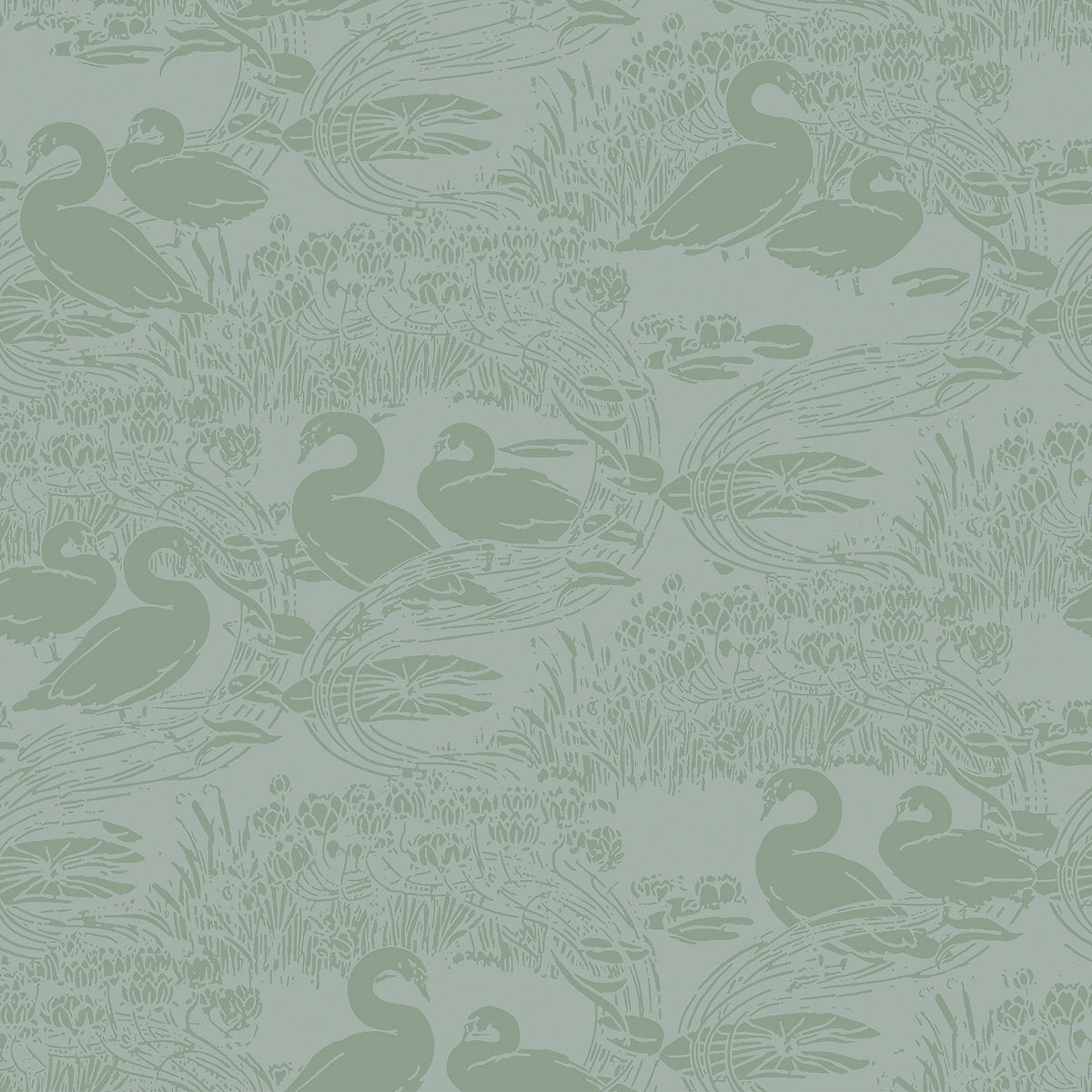 Laura Ashley Swans Jade Animal Smooth Wallpaper