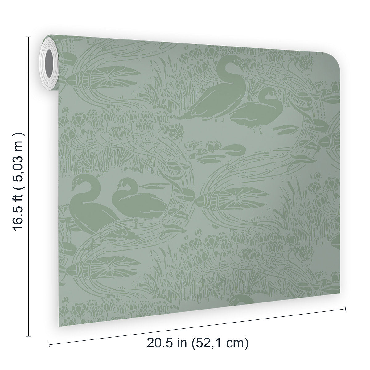 Laura Ashley Swans Jade Animal Smooth Wallpaper