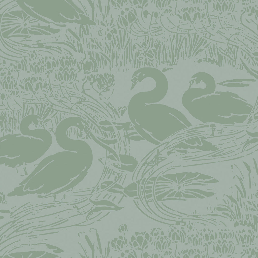 Laura Ashley Swans Jade Animal Smooth Wallpaper