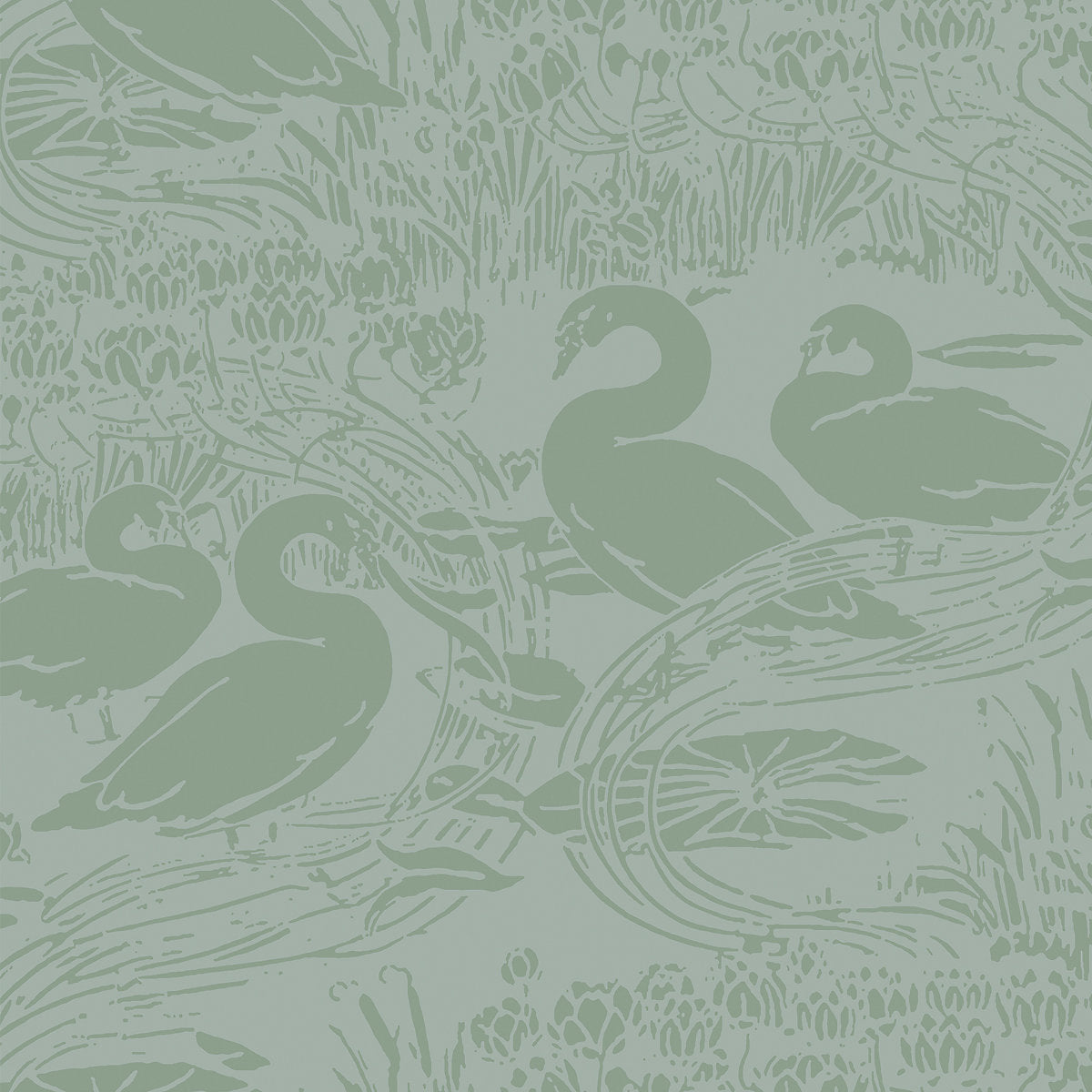 Laura Ashley Swans Jade Animal Smooth Wallpaper
